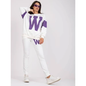 White and purple sweatshirt set with long sleeves