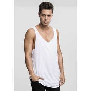 Long Shape Open Edge Loose Tank White
