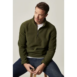 AC&Co / Altınyıldız Classics Men's Khaki Anti-pilling Non-Pilling Standard Fit Stand-up Collar Cold-Proof Fleece Sweatshirt