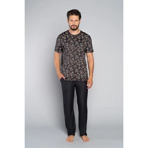 Men's pyjamas Pinus, short sleeves, long legs - print/graphite