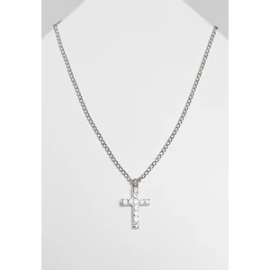 Necklace with diamond cross - silver color