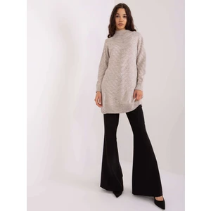 Light beige long oversize sweater with cuffs