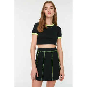 Trendyol Black Skater Corduroy Mini Knitted Skirt