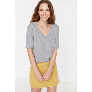 Trendyol Gray Basic Knitted T-Shirt