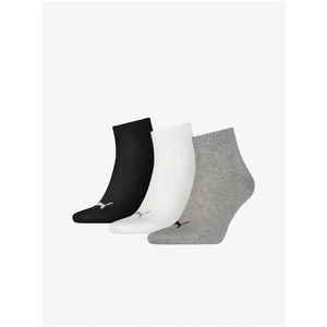 Set of three pairs of socks in gray, white and black Puma - Men