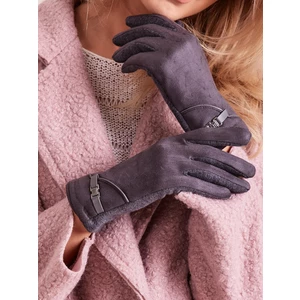 Women's elegant gloves of dark gray color