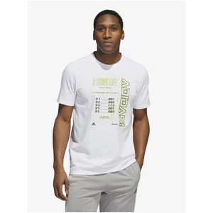 White Men's T-Shirt with Adidas Performance Print - Men's