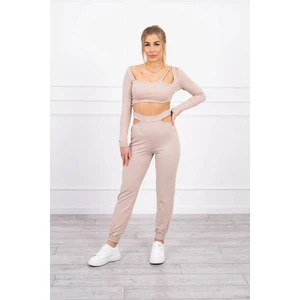 Set with a top blouse beige