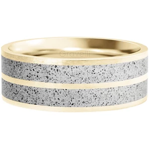 Gravelli Betonový prsten Fusion Double line zlatá/šedá GJRWYGG112 53 mm