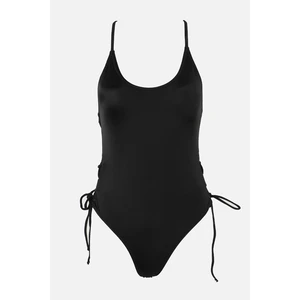 Trendyol Black Eyelet Tie Detailed Swimsuit