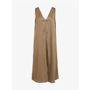 Brown satin dress VILA Viandie - Women