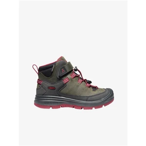 KEEN Dětská zimní obuv REDWOOD MID WP Y 10007975KEN01 steel grey/red dahlia 32-33