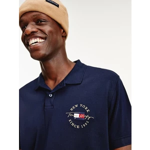 Dark Blue Men's Polo T-Shirt Tommy Hilfiger Icon Logo Interlock - Mens