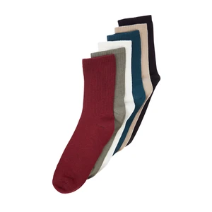 Trendyol Multicolored Cotton 6 Pack Solid Color College Socks