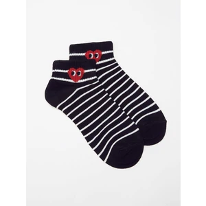 Striped socks with red heart black