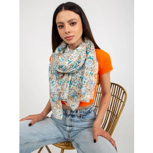 Blue and beige women's scarf made of cotton