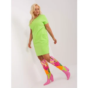 Light green dress of larger size with short sleeves