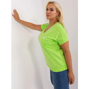 Light green women's blouse plus size with pocket