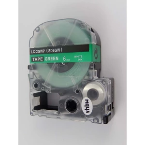 Epson LK-SD6GW, 6mm x 9m, bílý tisk / zelený podklad, kompatibilní páska