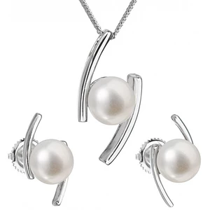 Evolution Group Souprava stříbrných šperků s pravými perlami Pavona 29039.1 (náušnice, řetízek, přívěsek)