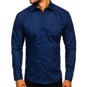 Cămașă elegantă bărbați bleumarin Bolf 4705G