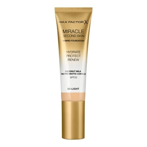 Max Factor Ošetrujúci make-up pre prirodzený vzhľad pleti Miracle Touch Second Skin SPF 20 (Hybrid Foundation) 30 ml 03 Light