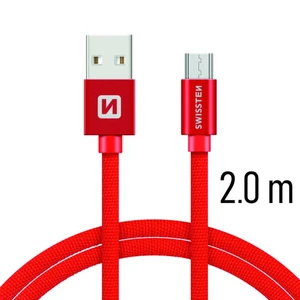 Datový kabel Swissten Textile USB / microUSB 2m, red