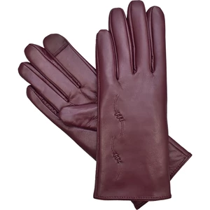 Semiline Woman's Women Leather Antibacterial Gloves P8205-3 Crimson