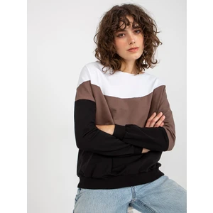 Women's basic black-and-white sweatshirt with crewneck