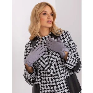 Grey elegant gloves with bow