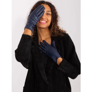 Dark blue elegant gloves with eco leather