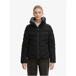 Black Ladies Quilted Winter Jacket with Concealed Hood Tom Tailor - Women