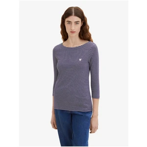 White-Blue Women's Striped T-Shirt Tom Tailor - Women