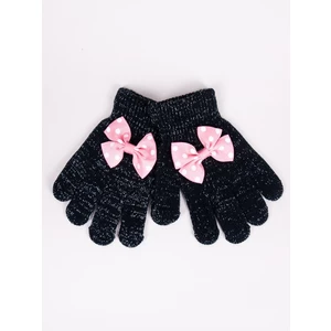 Yoclub Kids's Girls' Five-Finger Gloves With Bow RED-0070G-AA50-009