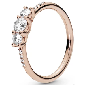 Pandora Bronzový prsten s čirými kamínky 186242CZ 58 mm
