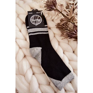 Women's two-tone socks with stripes Black and Grey