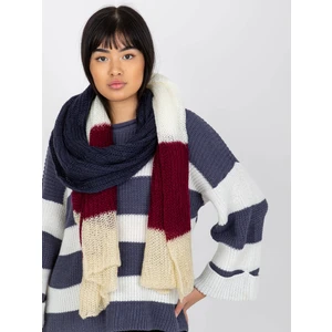 Women's knitted scarf ecru-burgundy color