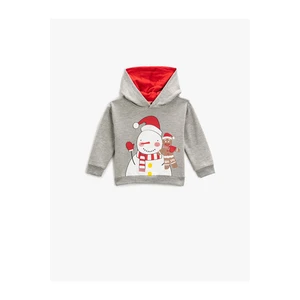 Koton Hooded Sweatshirt Snowman Printed Long Sleeve