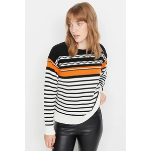 Trendyol Black Color Block Oversize Knitwear Sweater