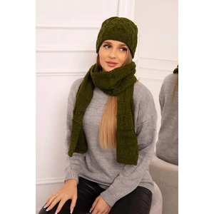 Ladies set with scarf Michalina K415 khaki