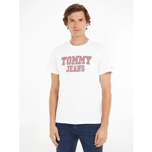 Bílé pánské tričko Tommy Jeans Essential - Pánské
