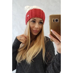 Beanie with fleece Paris K212 ecru+burgundy