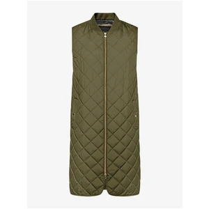 Khaki Womens Long Quilted Vest Geox - Women