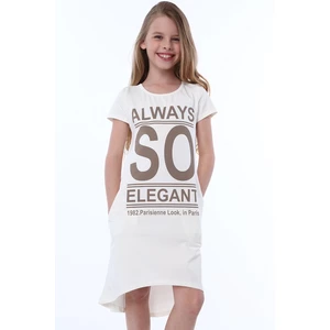 Cream girl's dress with inscriptions