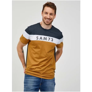 SAM73 Šedo-hořčicové pánské tričko SAM 73 Kavix - Pánské