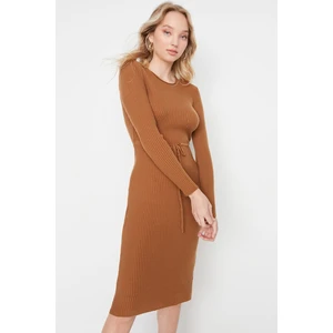 Trendyol Brown Lace Detailed Knitwear Dress