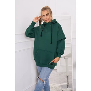 Insulated sweatshirt with turtleneck dark green