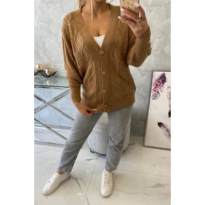 Camel sweater with wide button-down sleeves