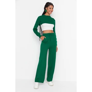 Trendyol Green Cotton Super Crop Knitwear Bottom-Top Set