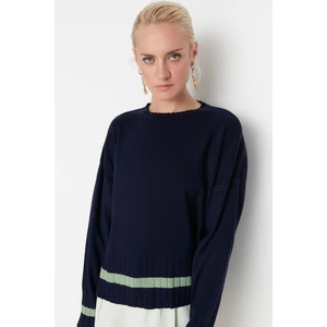 Trendyol Navy Blue Color Block Knitwear Sweater